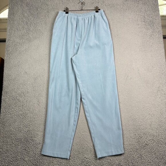 Vintage Pants Women Size 14 Light Sky Blue Straight Pull On Stretch Soft Twill - Picture 2 of 10